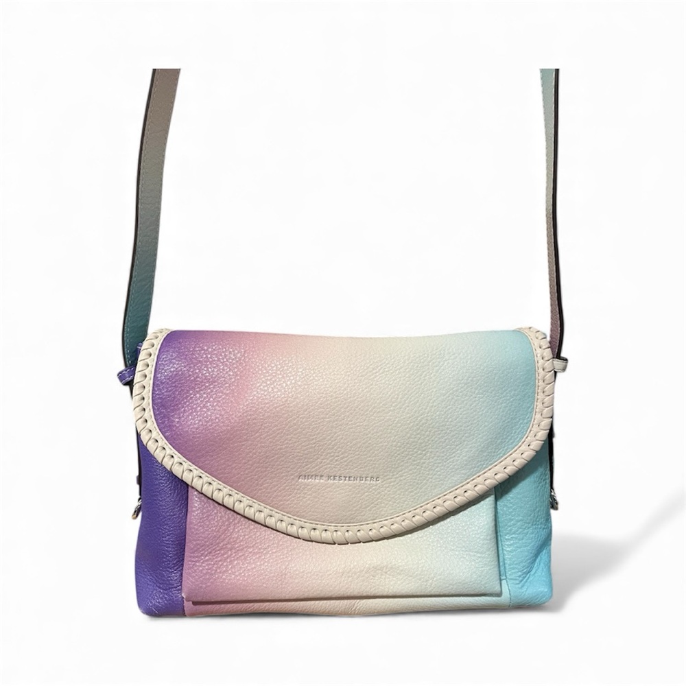Aimee Kestenberg Pastel Ombre Leather Crossbody Bag - Mint, Lavender, Purple - Picture 2 of 13